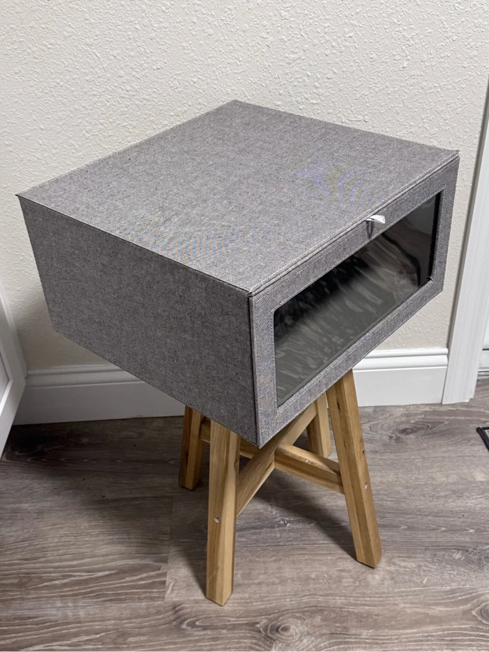 The Container Store Cambridge Drop-Front Sweater Box Grey EUC
